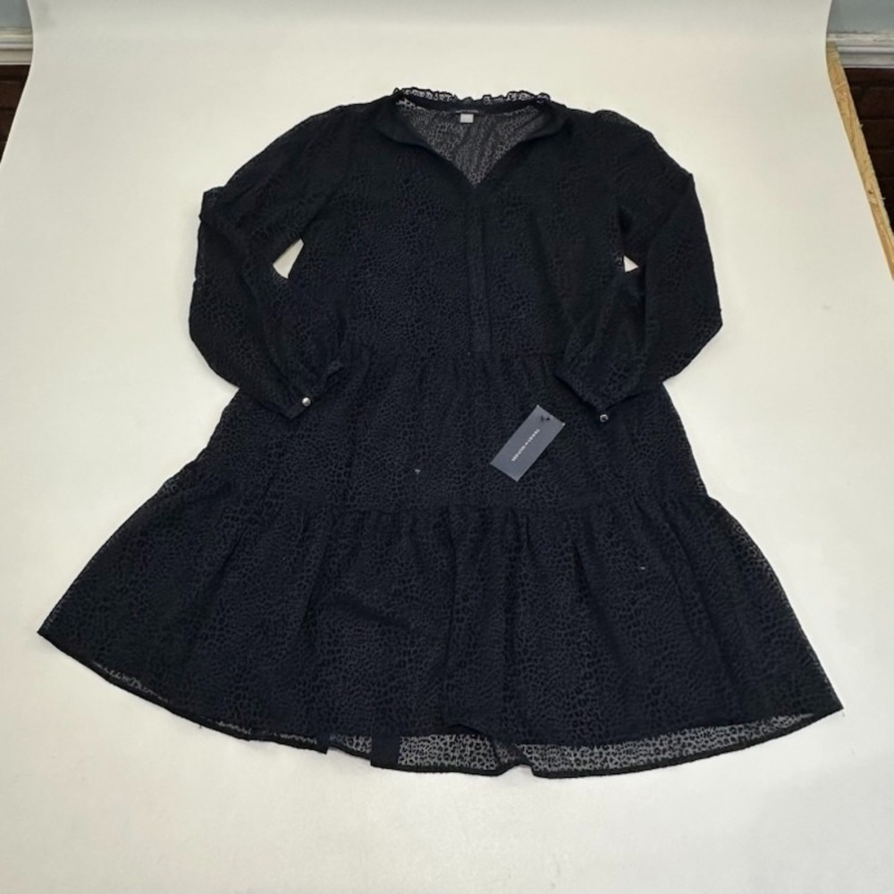 Tommy Hilfiger Women's Sheer Black Leopard Print Blouse Size 6